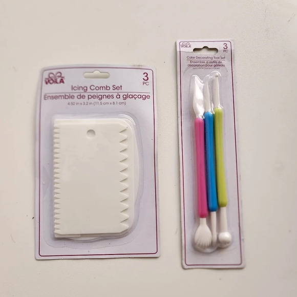 Voila Brand Cake Decorating Due -3 Pack Icing Combs Tool Set - Picture 1 of 11